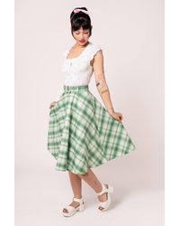Hell Bunny - Maisie Sparkle Tartan 50S Style Skirt With Belt & Pockets - Lyst