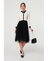 Izabel London - Button Front Mesh Textured Jumper Dress - Lyst