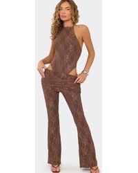 EGO - Ruched Lace Low Rise Trousers - Lyst