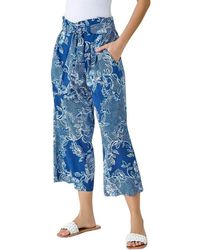 Roman - Floral Print Cropped Tie Trousers - Lyst
