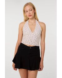 Pink Vanilla - Polka Dot Ruched Side Halter Top - Lyst