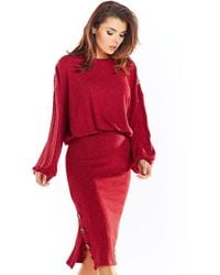 Love Lace - Office Knitted Viscose Pencil Skirt With Slit - Lyst