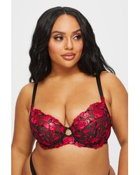 Ann Summers - The Hero Fuller Bust Dd+ Non Pad Plunge Black/red - Lyst