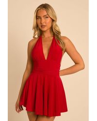 Rebellious Fashion - Pippa Halter Plunge Neck Mini Dress - Lyst