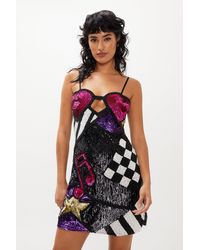 Nasty Gal - Abstract Music Embellished Sequin Mini Dress - Lyst