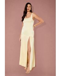 MissPap - Premium Satin Square Pleated Skirt Dress - Lyst