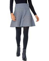 Roman - Dogstooth Knitted A-line Mini Skirt - Lyst
