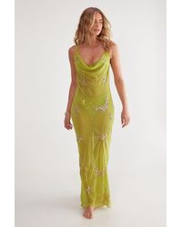 Nasty Gal - Premium Hand Embellished Celestial Cowl Neck Maxi Beach Dress - Lyst