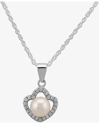 T.H.Baker - Sterling Freshwater Pearl & Cubic Zirconia Pendant Pnw70246Fw - Lyst