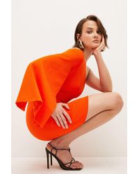 Karen Millen - Italian Structured Jersey One Shoulder Mini Dress - Lyst