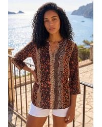 Roman - Abstract Print V-Neck Stretch Top - Lyst