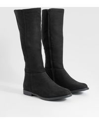 Boohoo - Wide Fit Flat Knee High Boots - Lyst