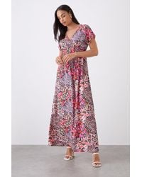Dorothy Perkins - Multi Floral Print V Neck Maxi Dress - Lyst