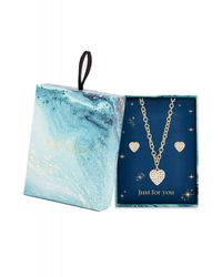 Mood - Gold Plated Pave Pearl Necklace And Earring Set - Gift Boxed - Lyst