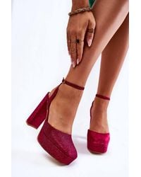 Love Lace - Glitter Platform Stiletto Heel Sandals Square Toe Ankle Buckle - Lyst