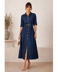 Style Cheat - Daphne Belted Denim Shirt Dress - Lyst