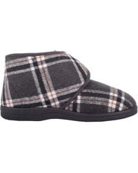 Absolute Footwear - Slip On Checked Slipper Boot Bootee With Touch & Close Fastening - Lyst