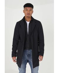 Brave Soul - 'umpire' Single Breasted Mac With Mock Layer - Lyst