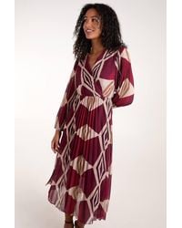 Blue Vanilla - Wrap Front Pleated Geometric Maxi Dress - Lyst