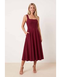 Style Cheat - Fit & Flare Midi Wine Dress - Lyst