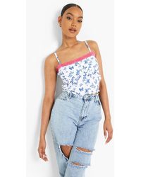 Boohoo - Lace Trim Floral Print Camisole - Lyst