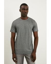 Burton - Slim Fit Grey Short Sleeve Stripe T-shirt - Lyst