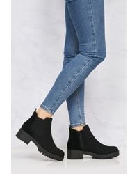 Miss Diva - Solo Elastic Cleated Sole Faux Suede Ankle Boots - Lyst