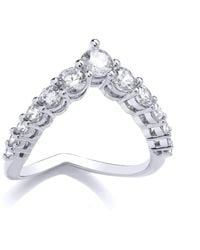 Jewelco London - 925 Cz Arrowhead Claw Set Graduated Wishbone Eternity Ring - Lyst