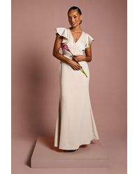 Coast - Honoured Petite V Neck Angel Short Sleeve Satin Maxi Bridesmaid Dress - Lyst