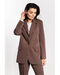 Love Lace - Office Viscose Relaxed Buttoned Blazer With Pockets - Lyst