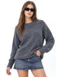 MixRay - Oversized Ribbed Knit Sweater With Crew Neck - Lyst