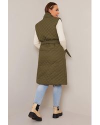 Chi Chi London - Diamond Quilted Longline Belted Gilet - Lyst