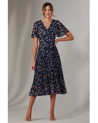 Jolie Moi - Chiffon Pleated Wrap Midaxi Dress - Lyst