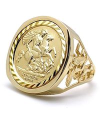 Jewelco London - 9ct Gold Dragon Slayer St George Ring (full Sov Size) - Jrn176-f - Lyst