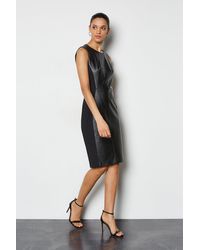 Karen Millen - Faux Leather Panelled Dress - Lyst
