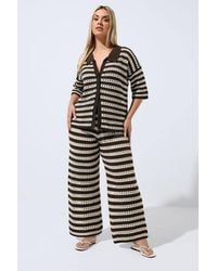 Yours - Stripe Knitted Wide Leg Trousers - Lyst
