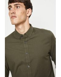 Burton - Regular Fit Khaki Long Sleeve Oxford Shirt - Lyst