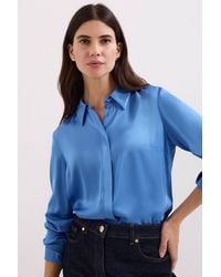 Phase Eight - Novie Collared Longsleeve Satin Shirt - Lyst