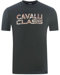 Class Roberto Cavalli - Printed Logo Black T-shirt - Lyst