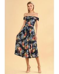 Jolie Moi - Rezka Off-Shoulder Mesh Midi Dress - Lyst