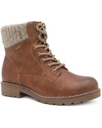 Pavers - Knitted Cuff Water Resistant Lace Up Ankle Boots - Lyst