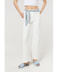 Liquorish - Scarf Belt Wide Leg Jeans - Lyst