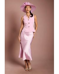 Coast - Lisa Tan Waistcoat Button Detail Midi Dress - Lyst