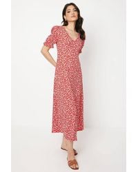 Dorothy Perkins - Ditsy V Neck Short Sleeve Jersey Midi Dress - Lyst