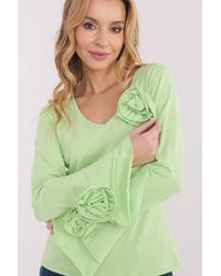 Love Lace - Elegant Cotton V Neck Fitted Bell Sleeve Blouse - Lyst