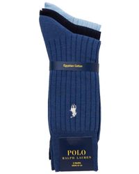 Polo Ralph Lauren - 3 Pack Eqyptian Cotton Ribbed Sock - Lyst