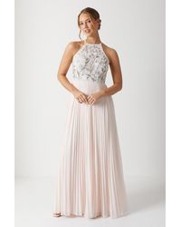 Coast - Floral Embroidered Halterneck Wrap Waist Bridesmaids Dress - Lyst