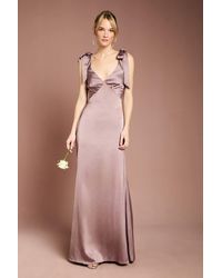 Coast - Honoured Satin Back Crepe V Neck Tie Shoulder Maxi Bridesmaid Dress - Lyst