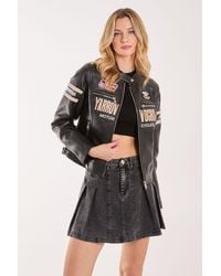 Pink Vanilla - Patch Mix Motocross Biker Jacket - Lyst
