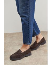 Oasis - Butter Suede Chunky Penny Casual Loafers - Lyst